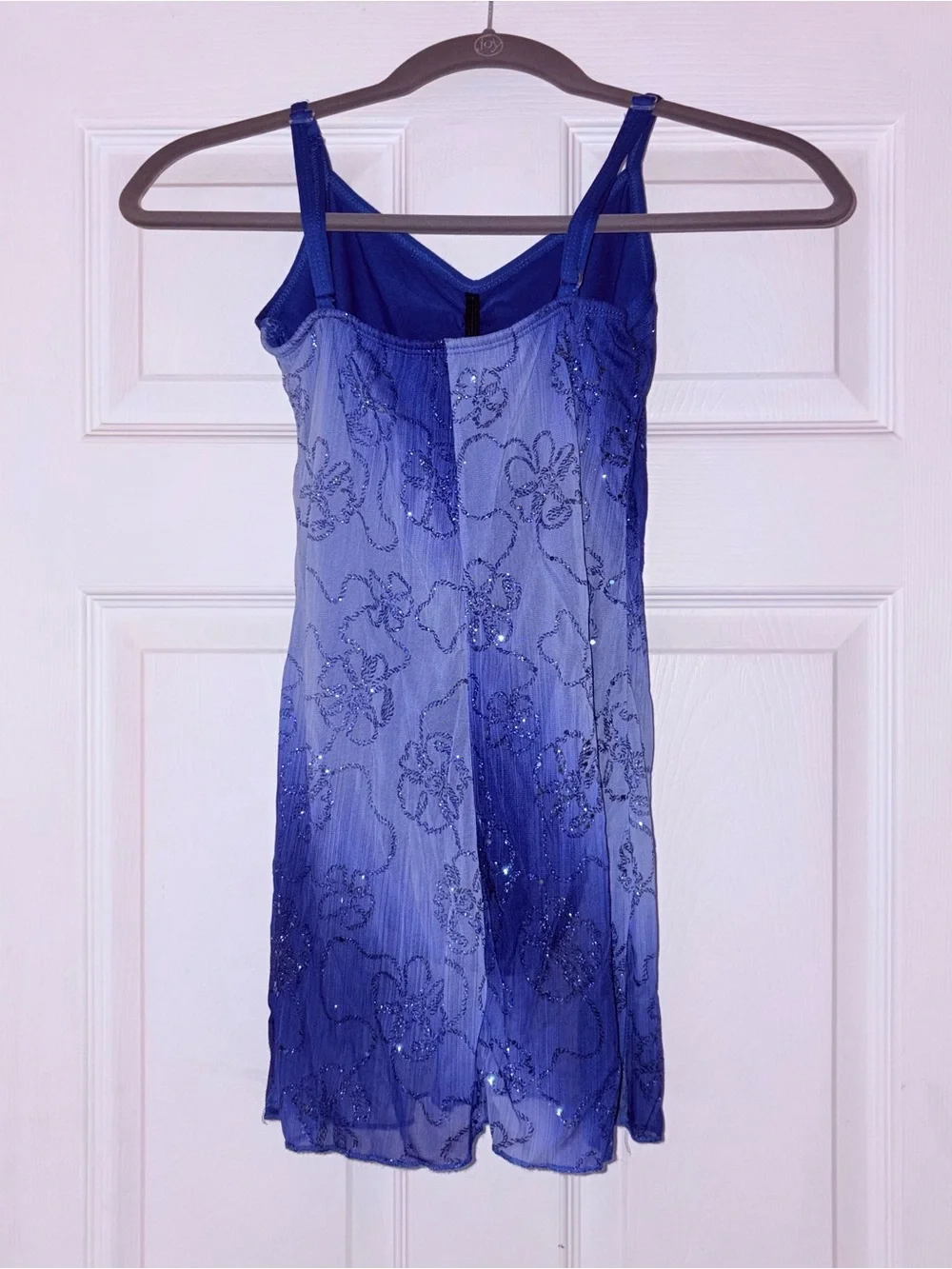 Vintage Y2K Royal Blue Ombre Glitter Floral Lyrical Dance Costume Leotard LC